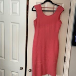 peach open back mid legthn dress